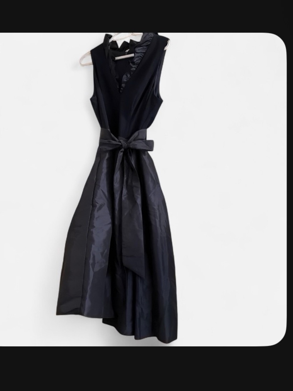 Jessica Howard Black Sleeveless Midi Dress with Waist Bow